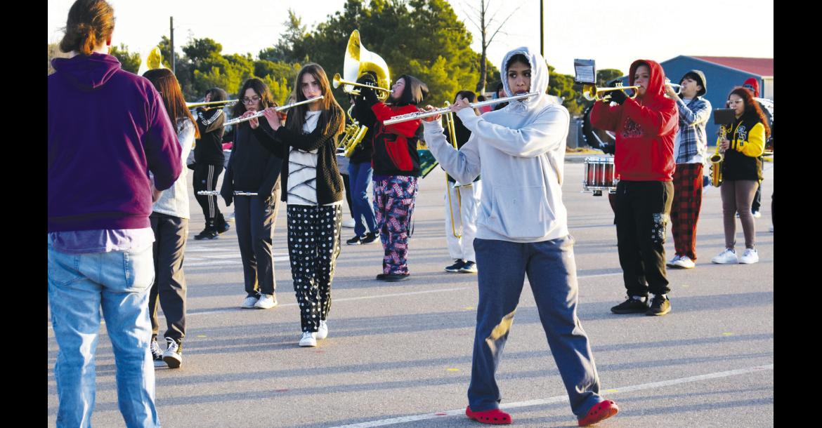 Practicing for the big marching performance